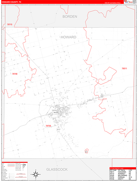 Howard County, TX Zip Code Map