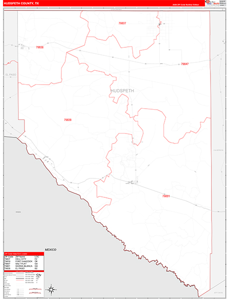 Hudspeth County, TX Zip Code Map