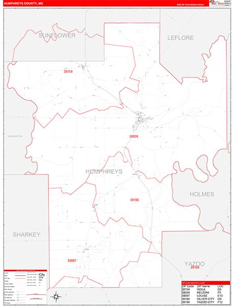 Humphreys County, MS Zip Code Map
