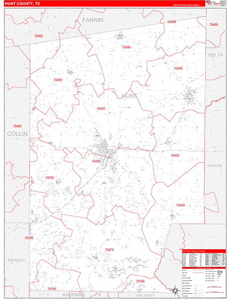 Hunt County, TX Zip Code Map