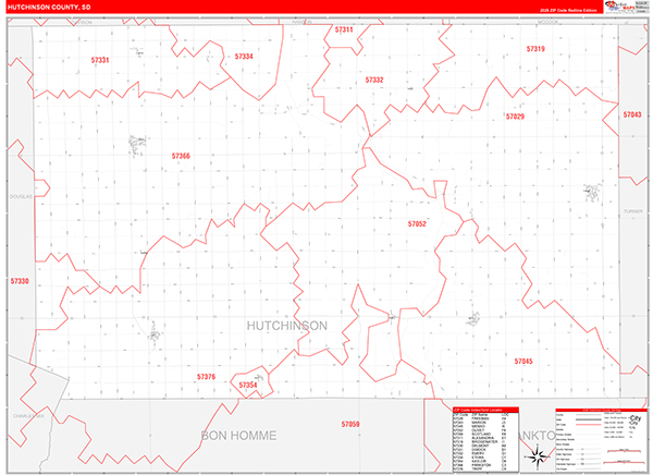 Hutchinson County, SD Zip Code Map