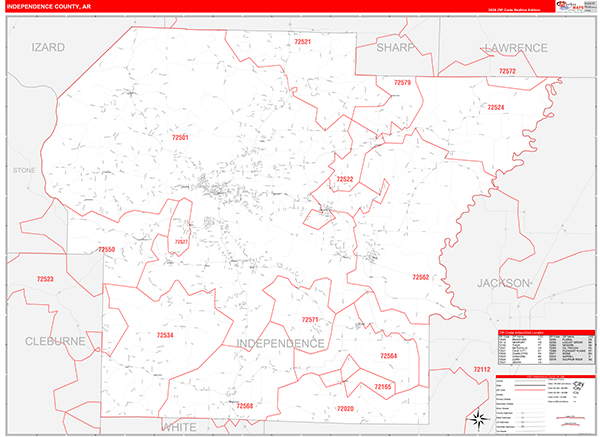 Independence County, AR Zip Code Map