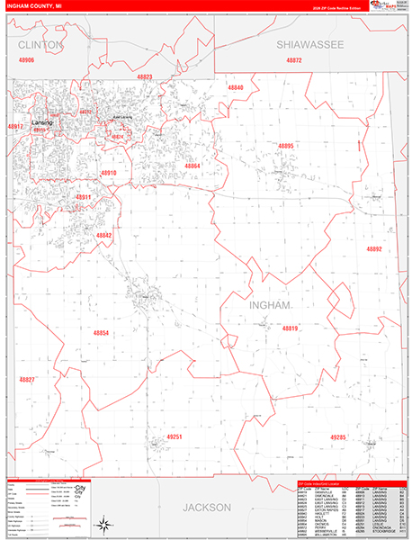Ingham County, MI Zip Code Map