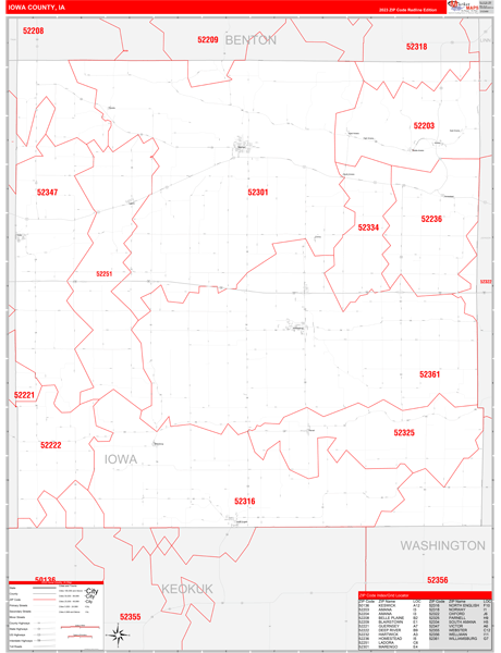 Iowa County, IA Zip Code Map