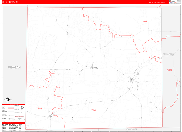 Irion County, TX Zip Code Map