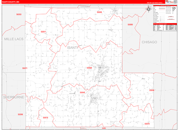Isanti County, MN Zip Code Map
