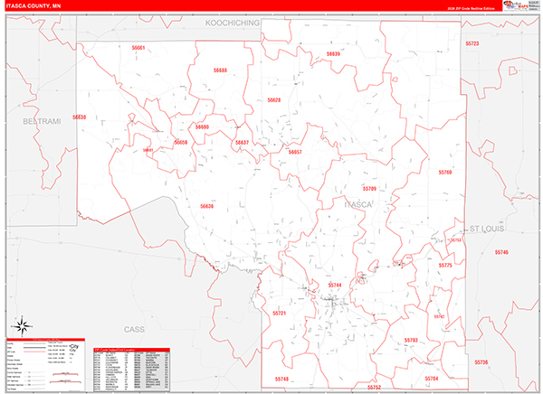 Itasca County, MN Zip Code Map