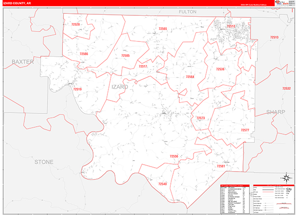 Izard County, AR Zip Code Map