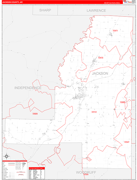 Jackson County, AR Zip Code Map