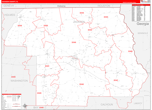 Jackson County, FL Zip Code Wall Map