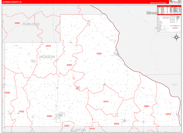 Jackson County, IA Zip Code Wall Map
