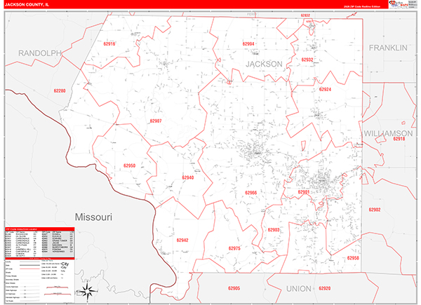 Jackson County, IL Zip Code Map