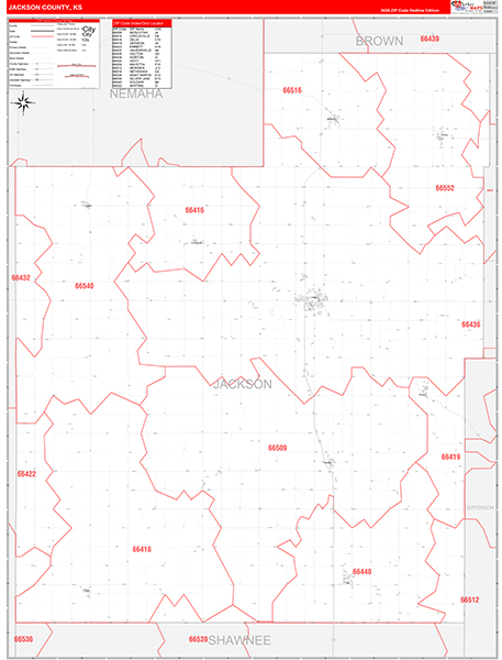 Jackson County, KS Zip Code Wall Map