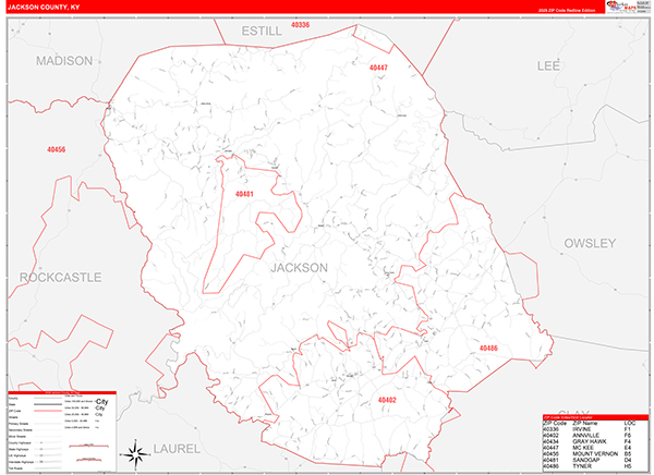 Jackson County, KY Zip Code Map