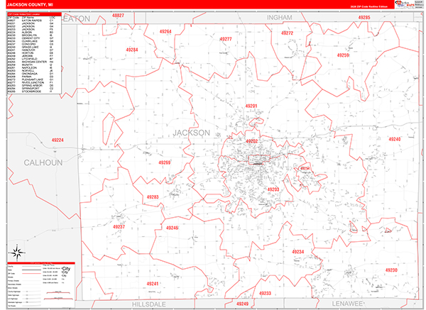 Jackson County, MI Zip Code Map