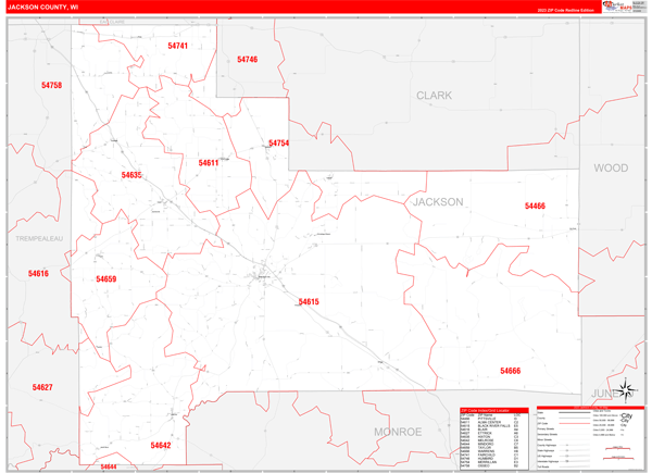 Jackson County Digital Map Red Line Style
