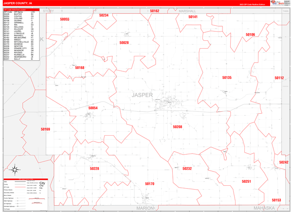 Jasper County, IA Zip Code Map