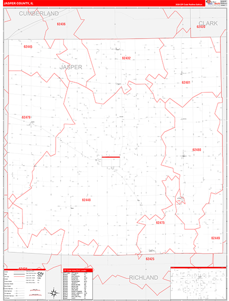 Jasper County, IL Zip Code Map