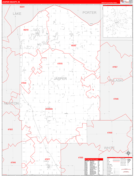 Jasper County, IN Zip Code Map