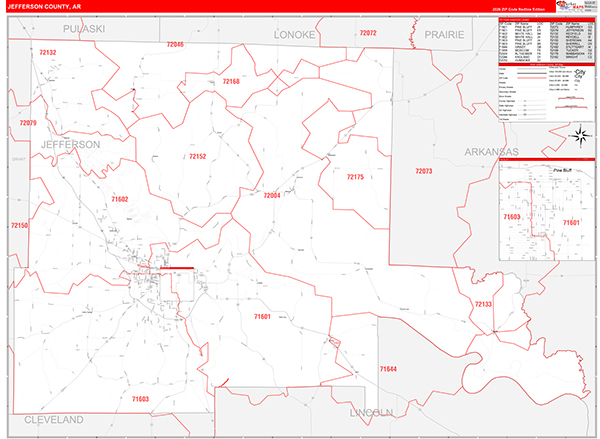 Jefferson County, AR Zip Code Map