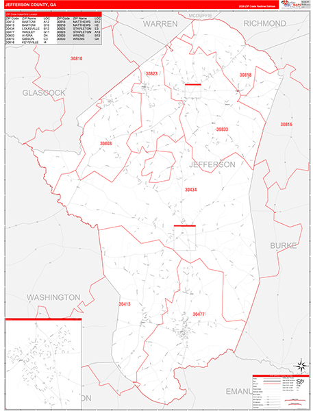 Jefferson County, GA Zip Code Map