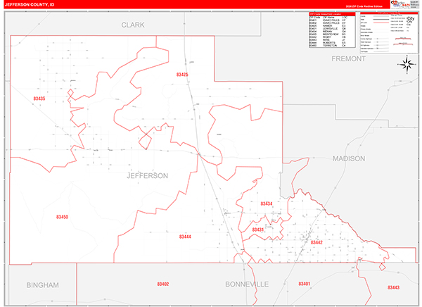 Jefferson County, ID Zip Code Map
