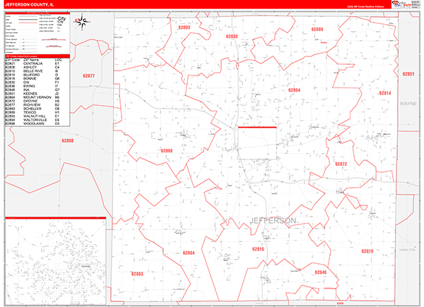 Jefferson County, IL Zip Code Map