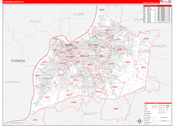 Jefferson County, KY Zip Code Map