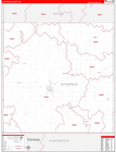 Jefferson County, NE Zip Code Map
