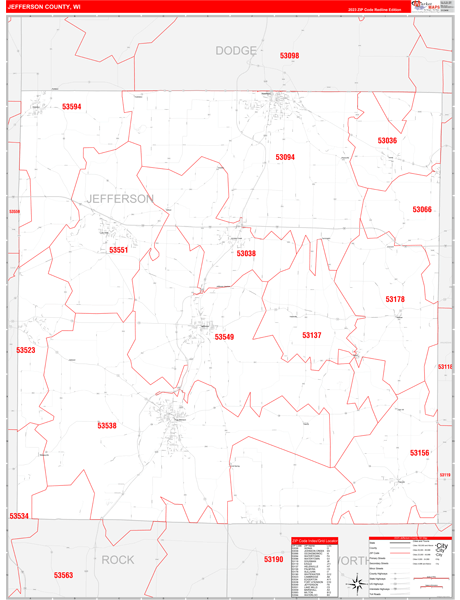 Jefferson County Wi Zip Code Maps Red Line