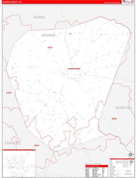 Jenkins County, GA Zip Code Map