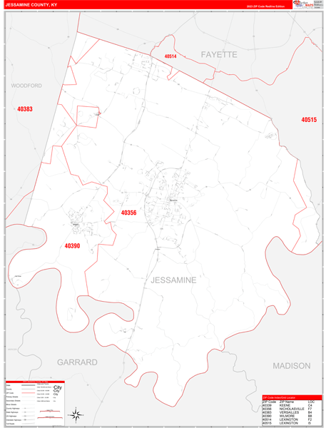 Jessamine County, KY Zip Code Map