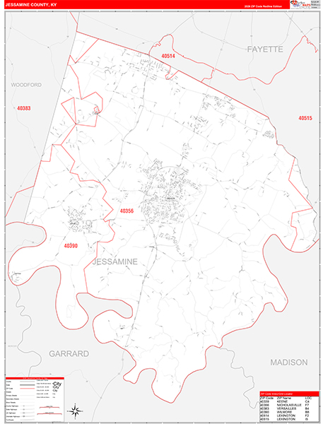 Jessamine County, KY Zip Code Map