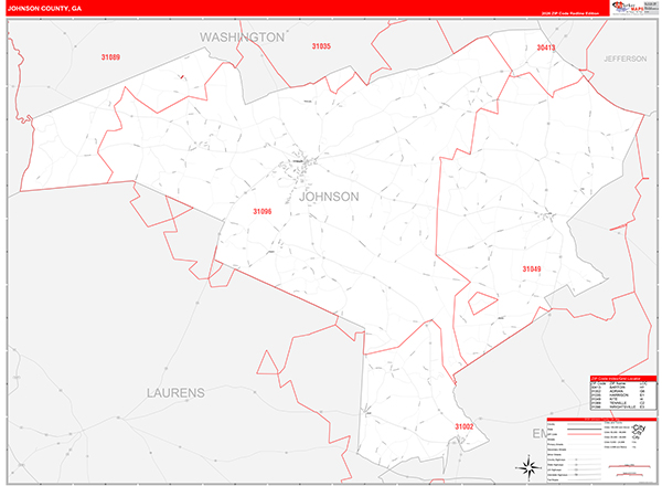 Johnson County, GA Zip Code Map