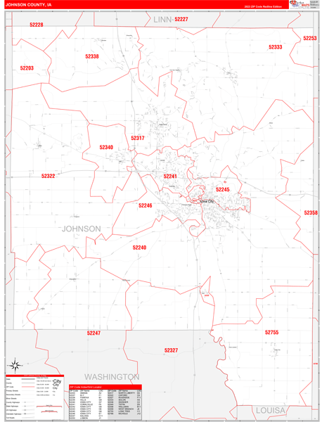 Johnson County Digital Map Red Line Style