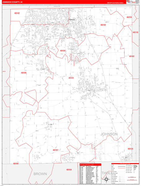 Johnson County, IN Zip Code Map