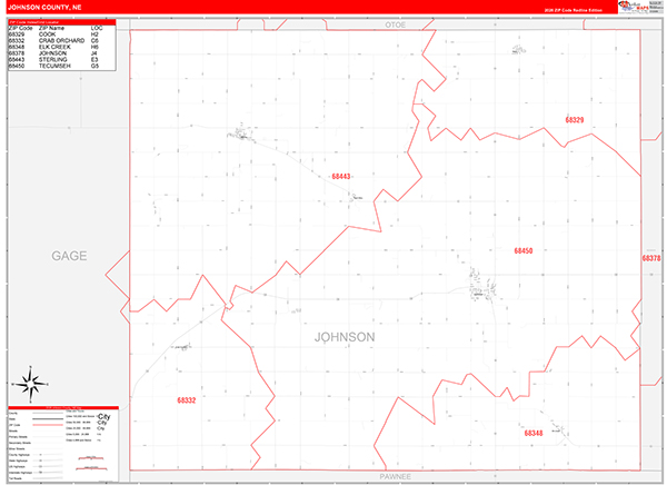 Johnson County, NE Zip Code Map