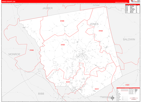 Jones County, GA Zip Code Map