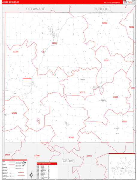 Jones County, IA Carrier Route Wall Map