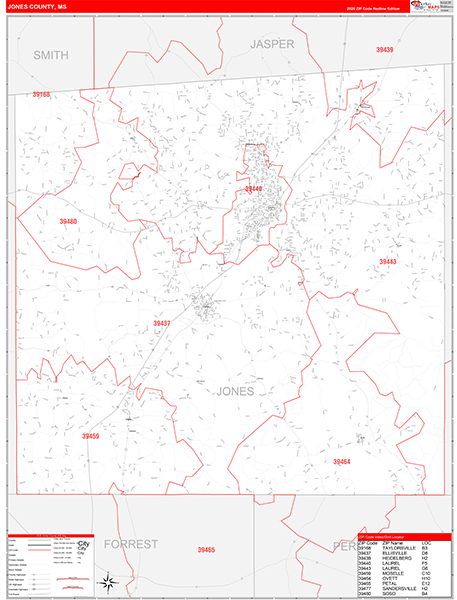 Jones County, MS Zip Code Map