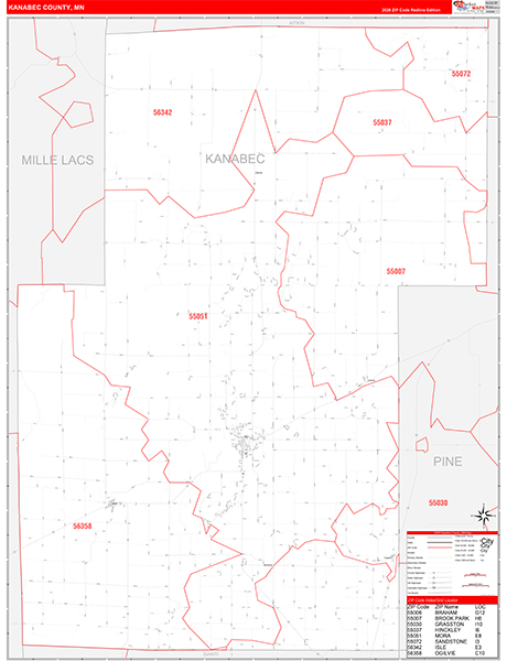 Kanabec County, MN Zip Code Map