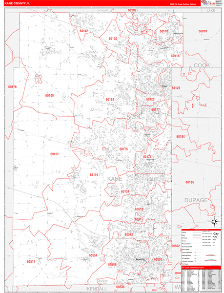 Kane County, IL Zip Code Map