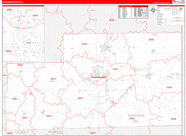 Kankakee County, IL Zip Code Map