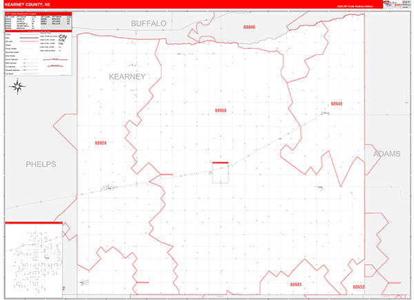 Kearney County, NE Zip Code Map