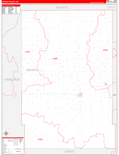 Kearny County, KS Zip Code Map
