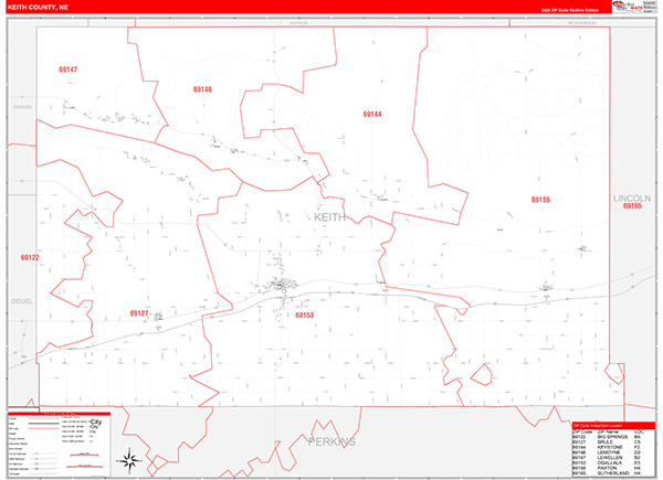 Keith County, NE Zip Code Map