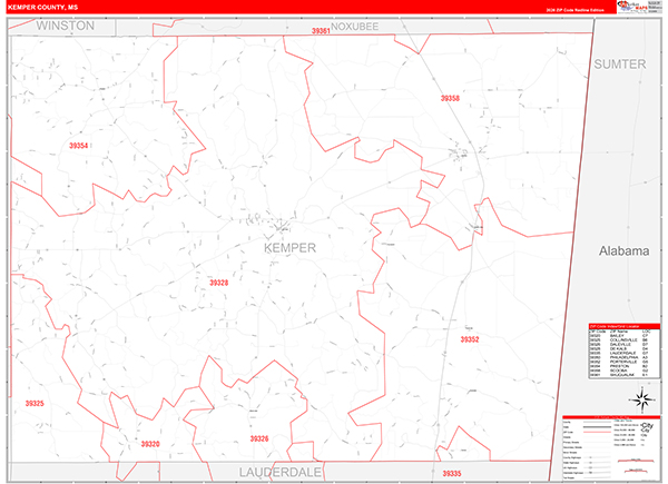 Kemper County, MS Zip Code Map