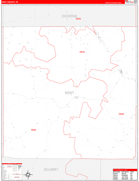 Kent County, TX Zip Code Map
