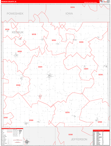 Keokuk County, IA Zip Code Wall Map