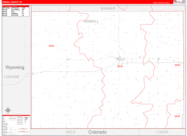 Kimball County, NE Zip Code Map